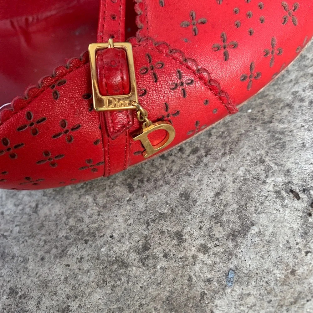 Christian Dior Red Cannage Leather Cut out Heeled Pumps, size  39 - Picture 11 of 15